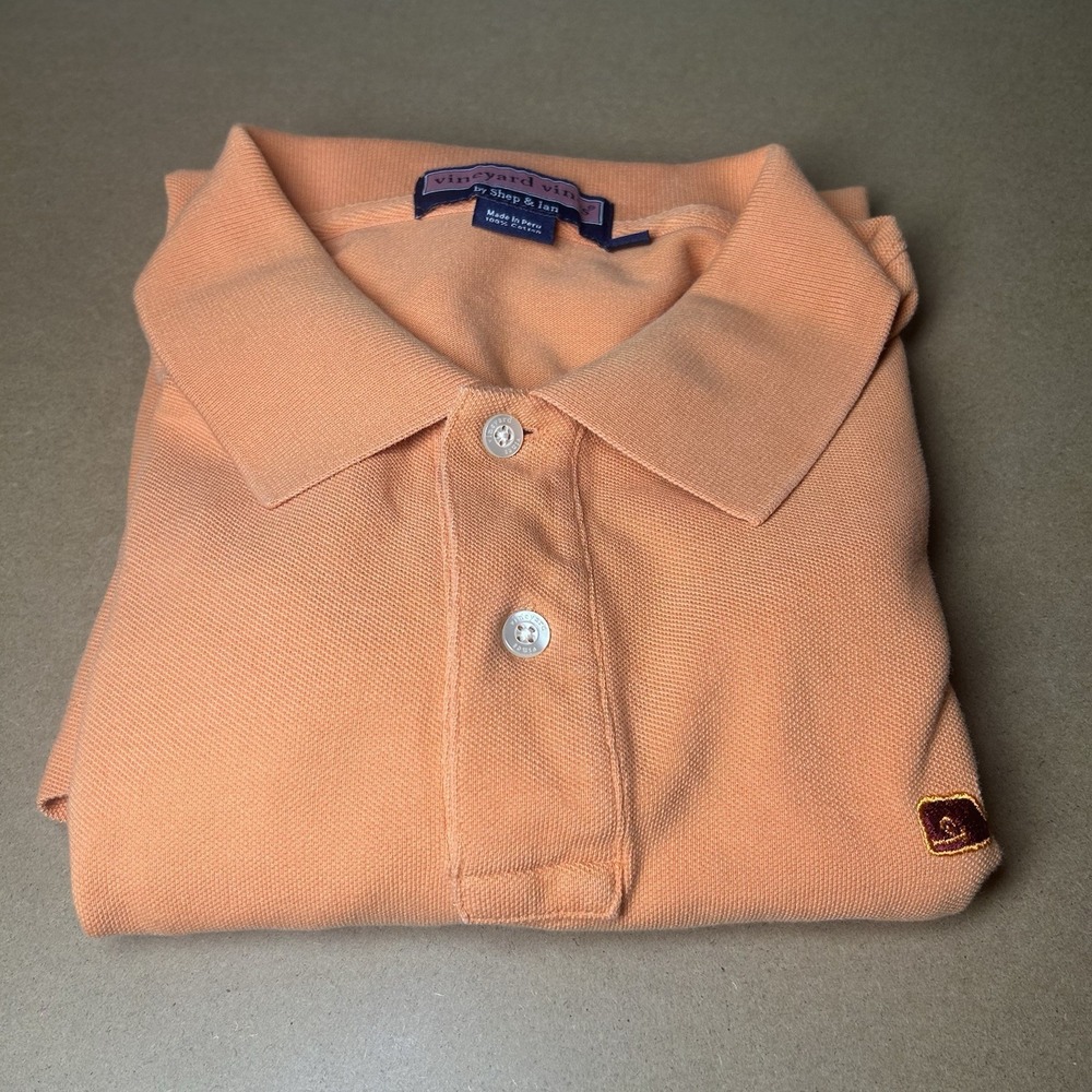 Vineyard Vines 100% Cotton Polo Short Sleeve Shirt Orange VT Hokies Men's Medium - Picture 7 of 7